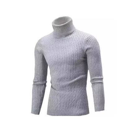 Winter Turtle Striped High Neck Pullover For Men